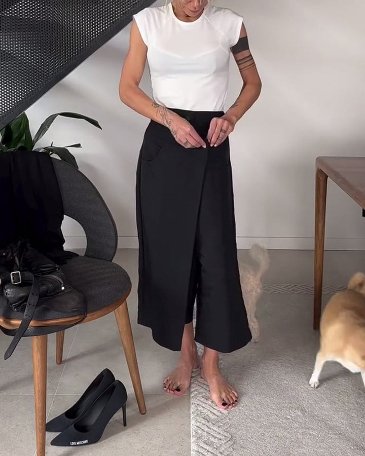 Pantalon décontracté asymétrique à couleur unie simple