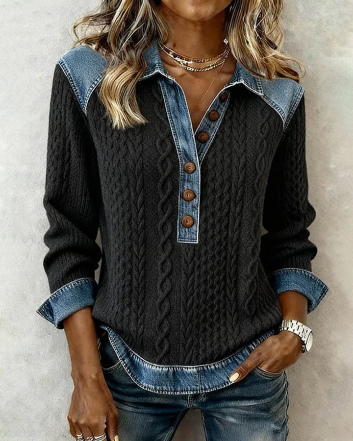 Sweatshirt en denim à blocs élégant