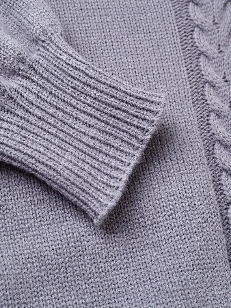 Pull chic en maille torsadée à col V pour femme