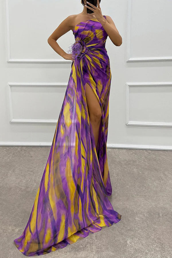 Robe longue chic à motifs vibrants