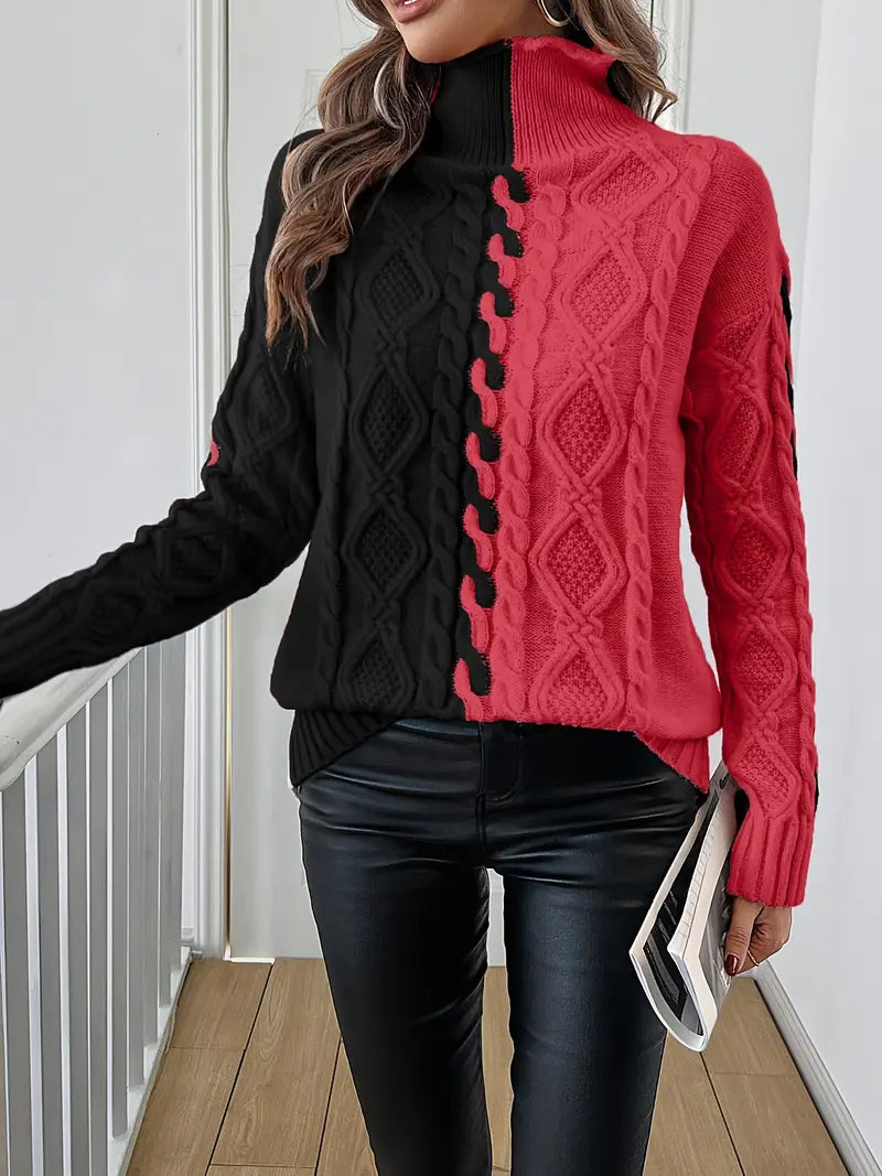Pull rayé élégant avec col montant