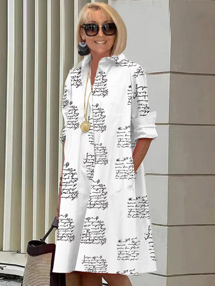 Robe élégante avec imprimé lettres et poches