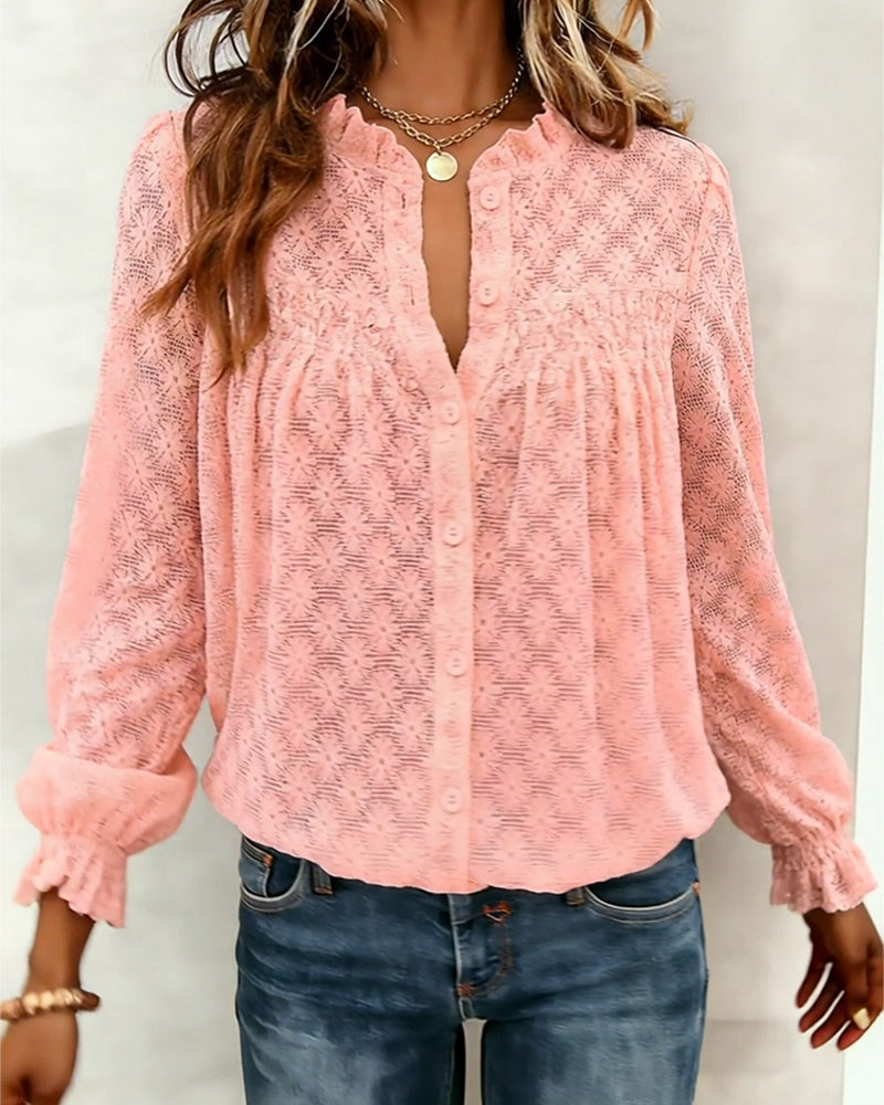 Blouse élégante à manches longues froncées