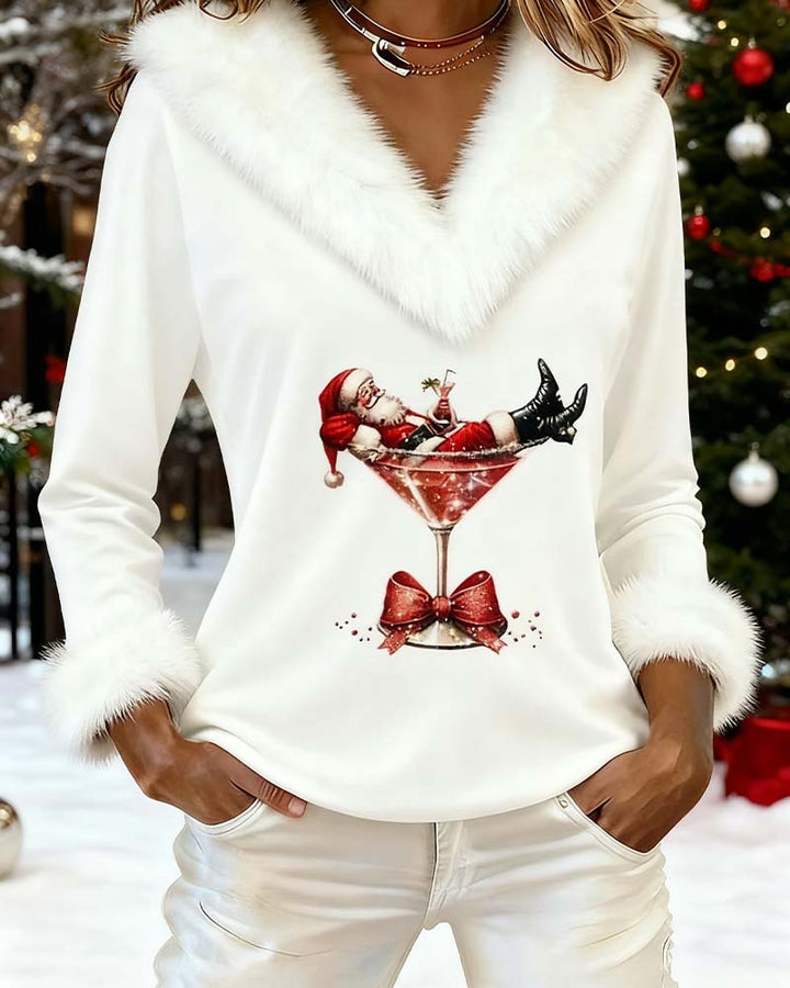 Haut à manches longues en peluche avec imprimé de Noël