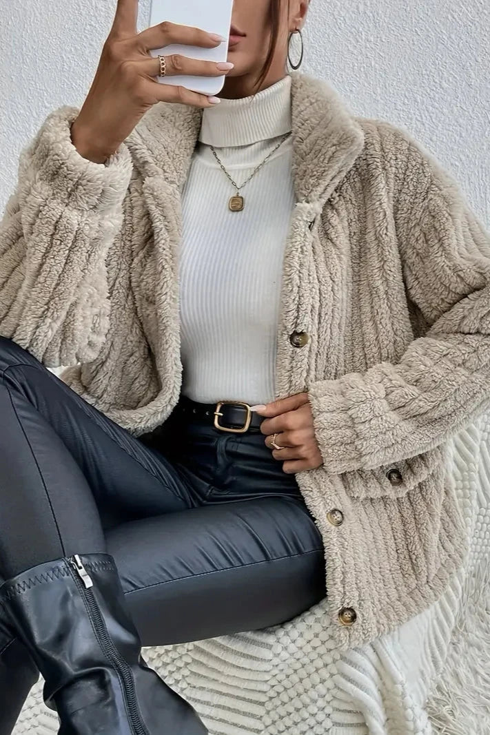Cardigan boutonné en velours double face