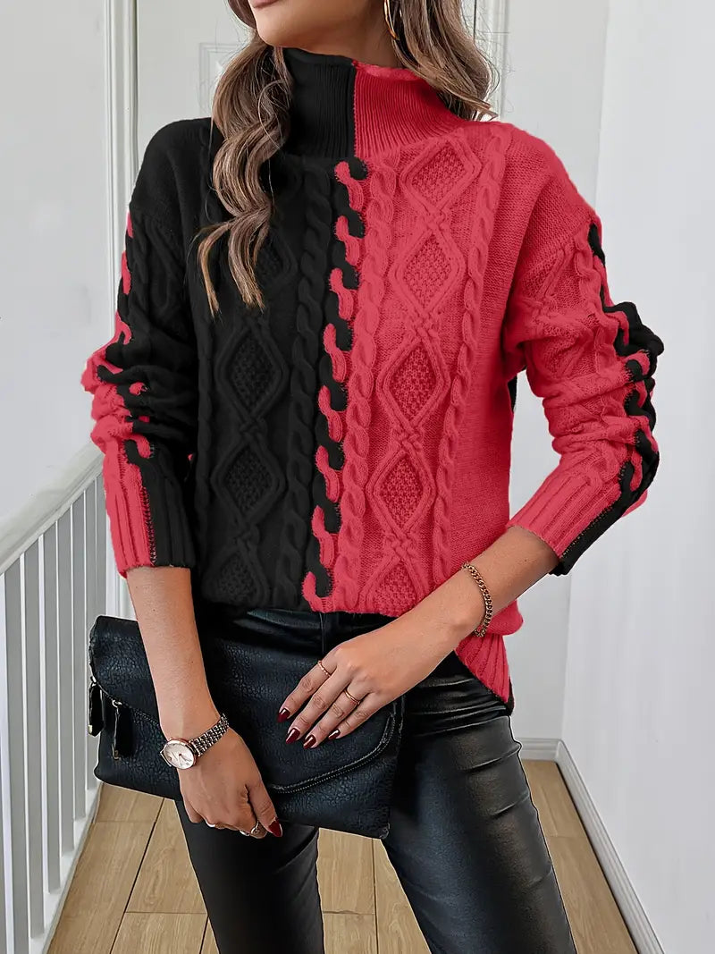 Pull rayé élégant avec col montant