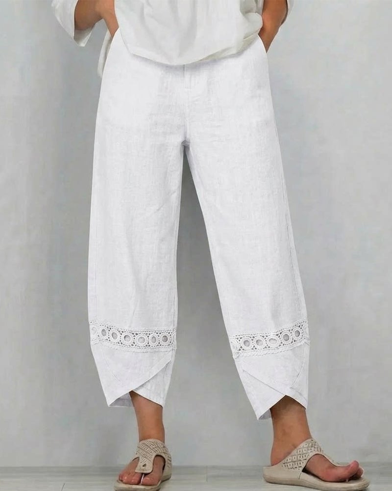 Pantalon décontracté ajouré uni