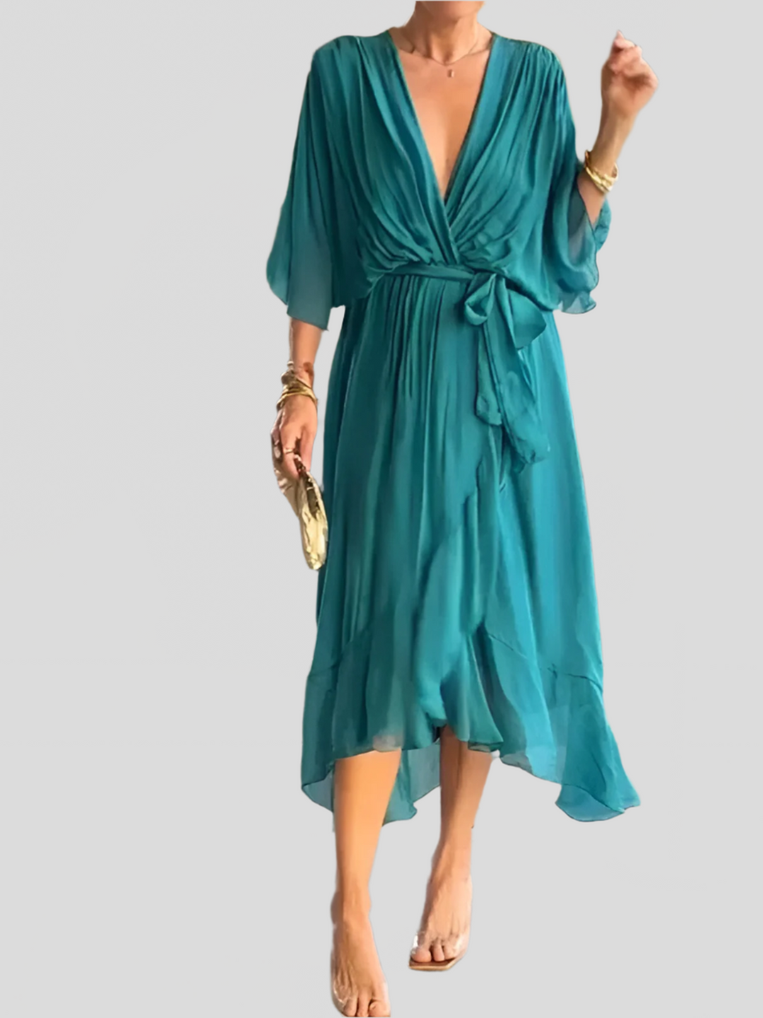 Robe midi à volants superposés doux
