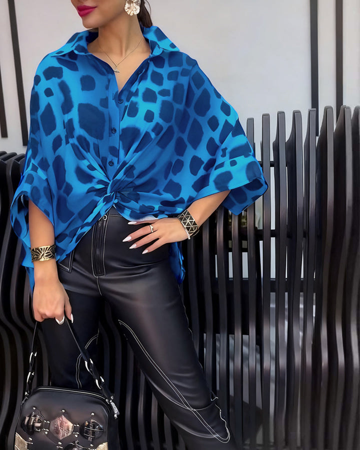 Blouse à imprimé léopard avec revers