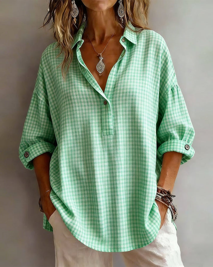 Blouse à revers Fashion Plaid