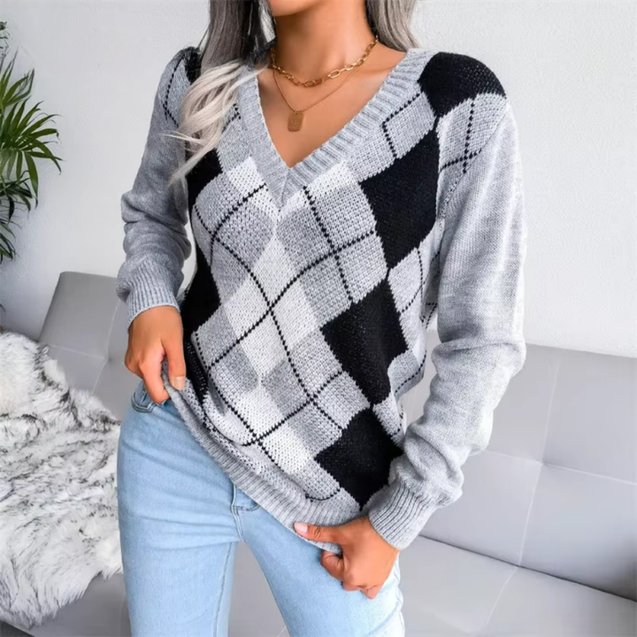 Pull en maille texturée à col V