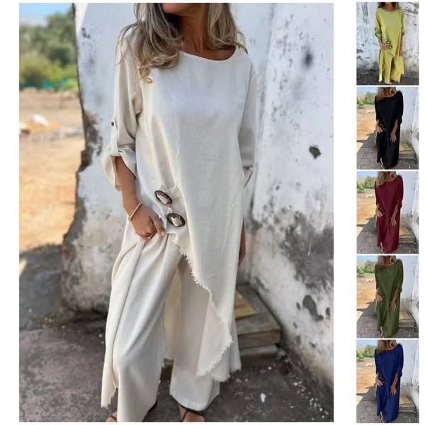Robe deux pièces élégante en coton et lin