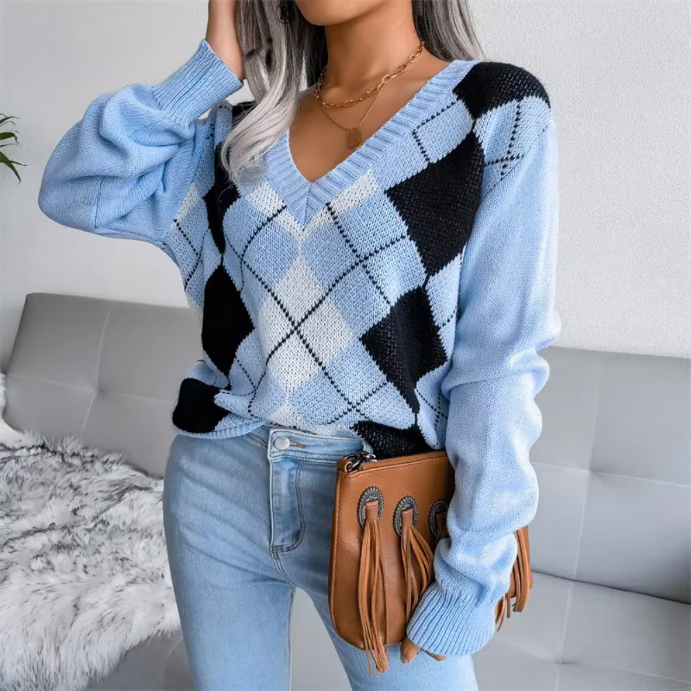 Pull en maille texturée à col V