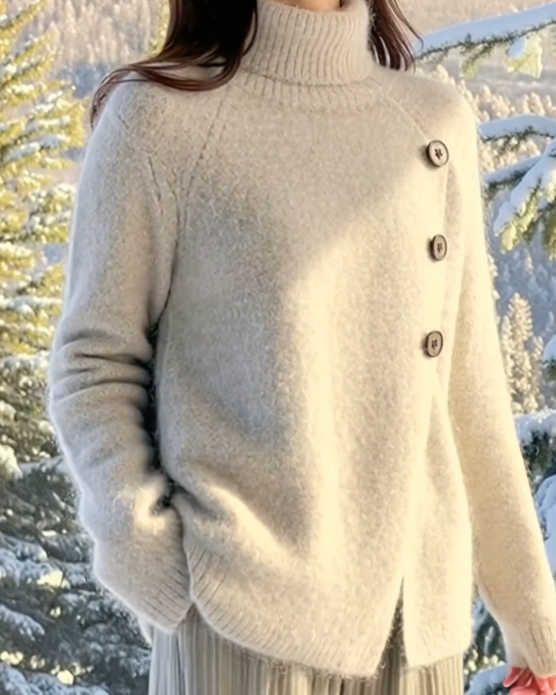 Pull à col montant au design irrégulier