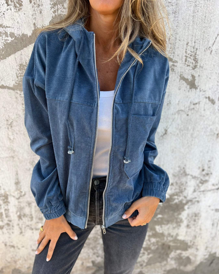 Veste en velours côtelé à doublure douce pour femmes