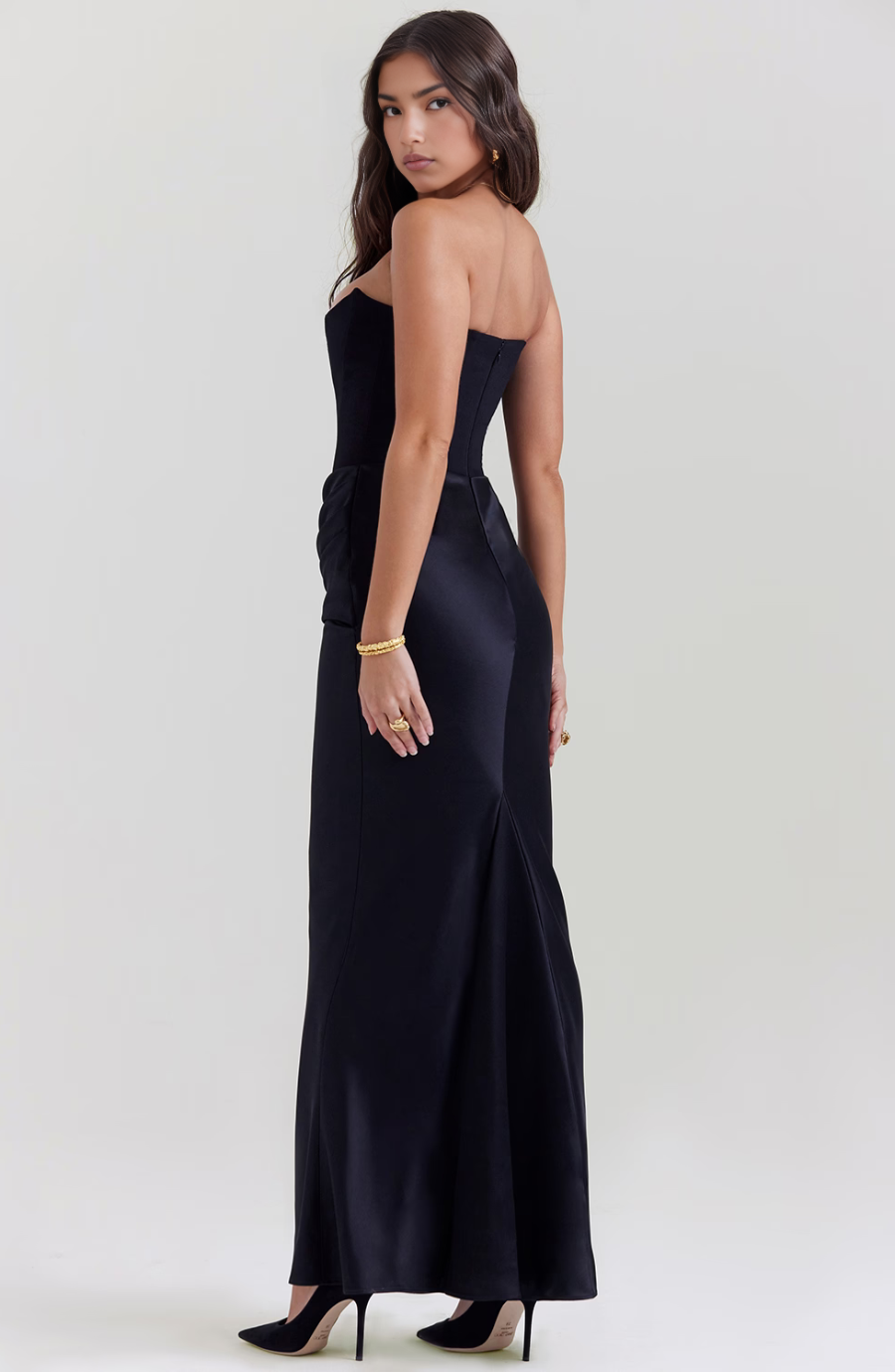 Robe de soirée bustier rétro élégante et unie