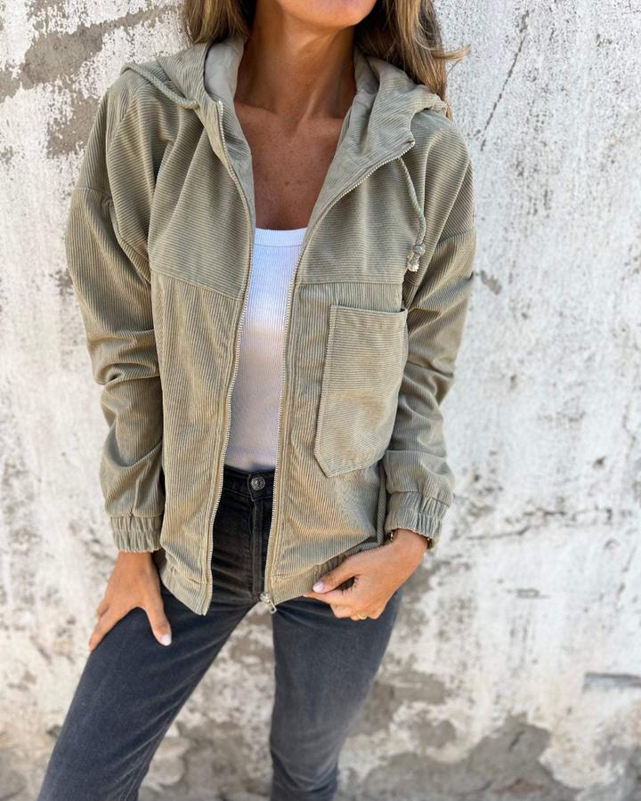 Veste en velours côtelé à doublure douce pour femmes