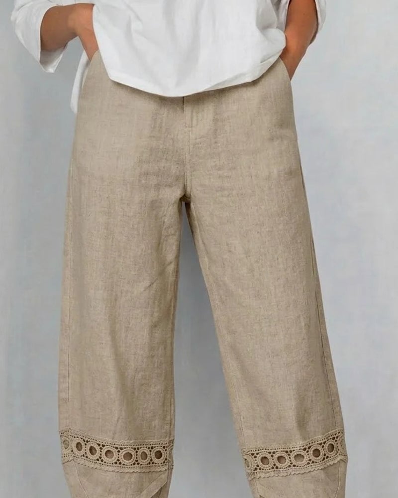 Pantalon décontracté ajouré uni
