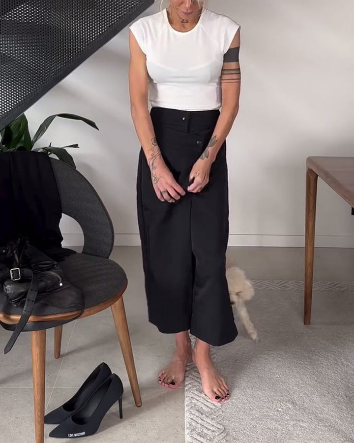 Pantalon décontracté asymétrique à couleur unie simple