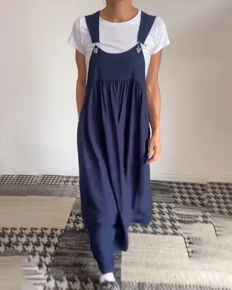 Robe à bretelles unie décontractée
