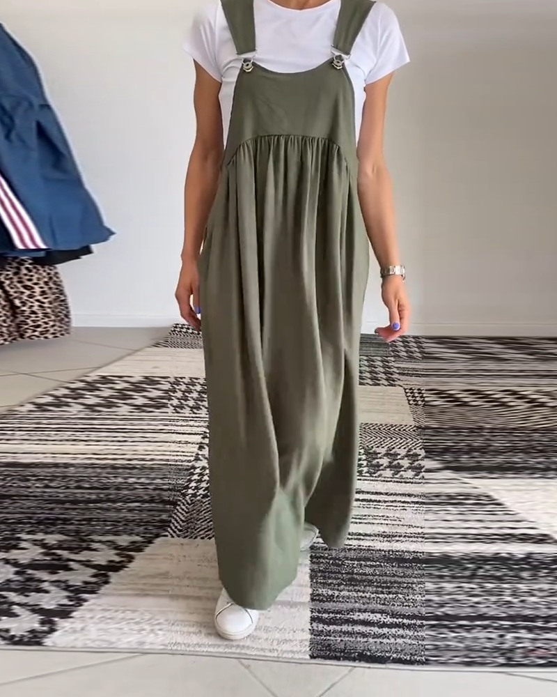 Robe à bretelles unie décontractée
