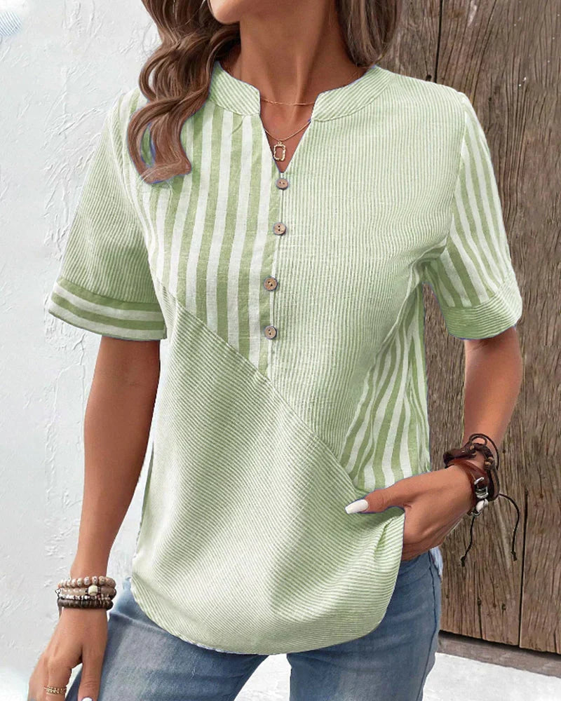 Blouse à boutons classiques à rayures