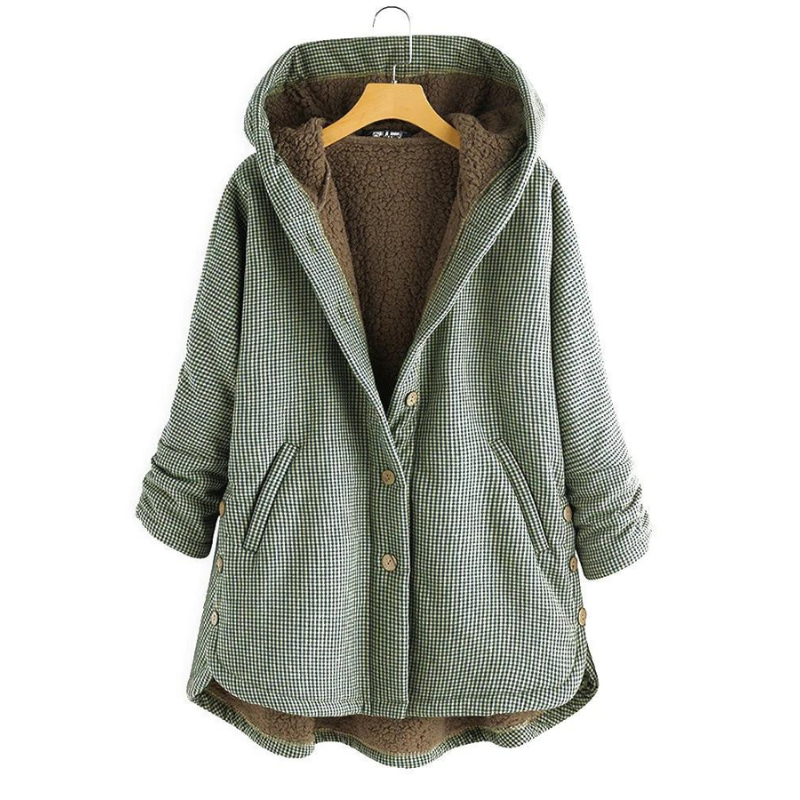 Manteau à capuche à carreaux élégant