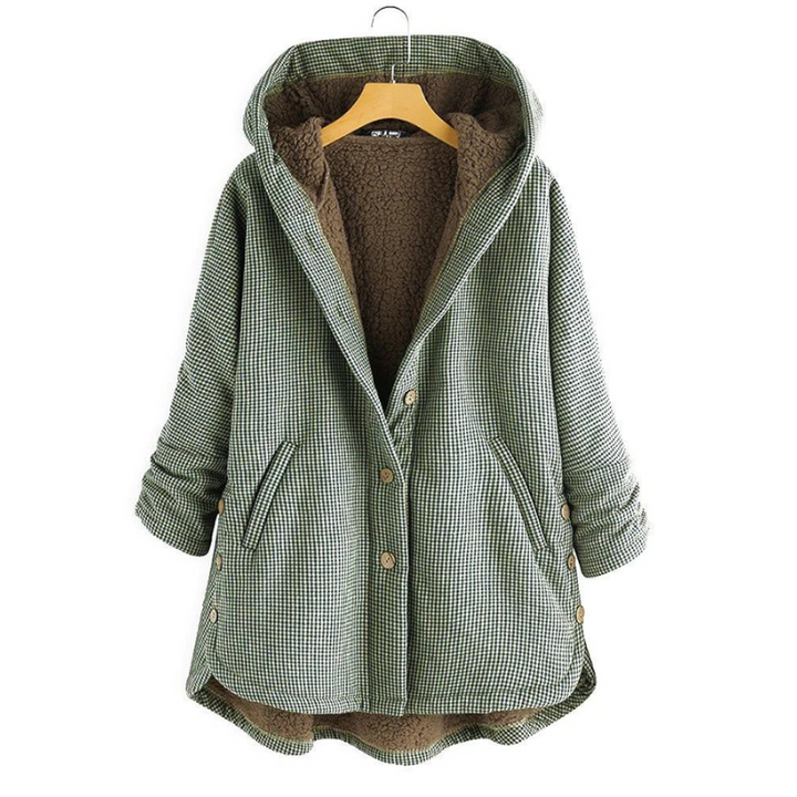 Manteau à capuche à carreaux élégant