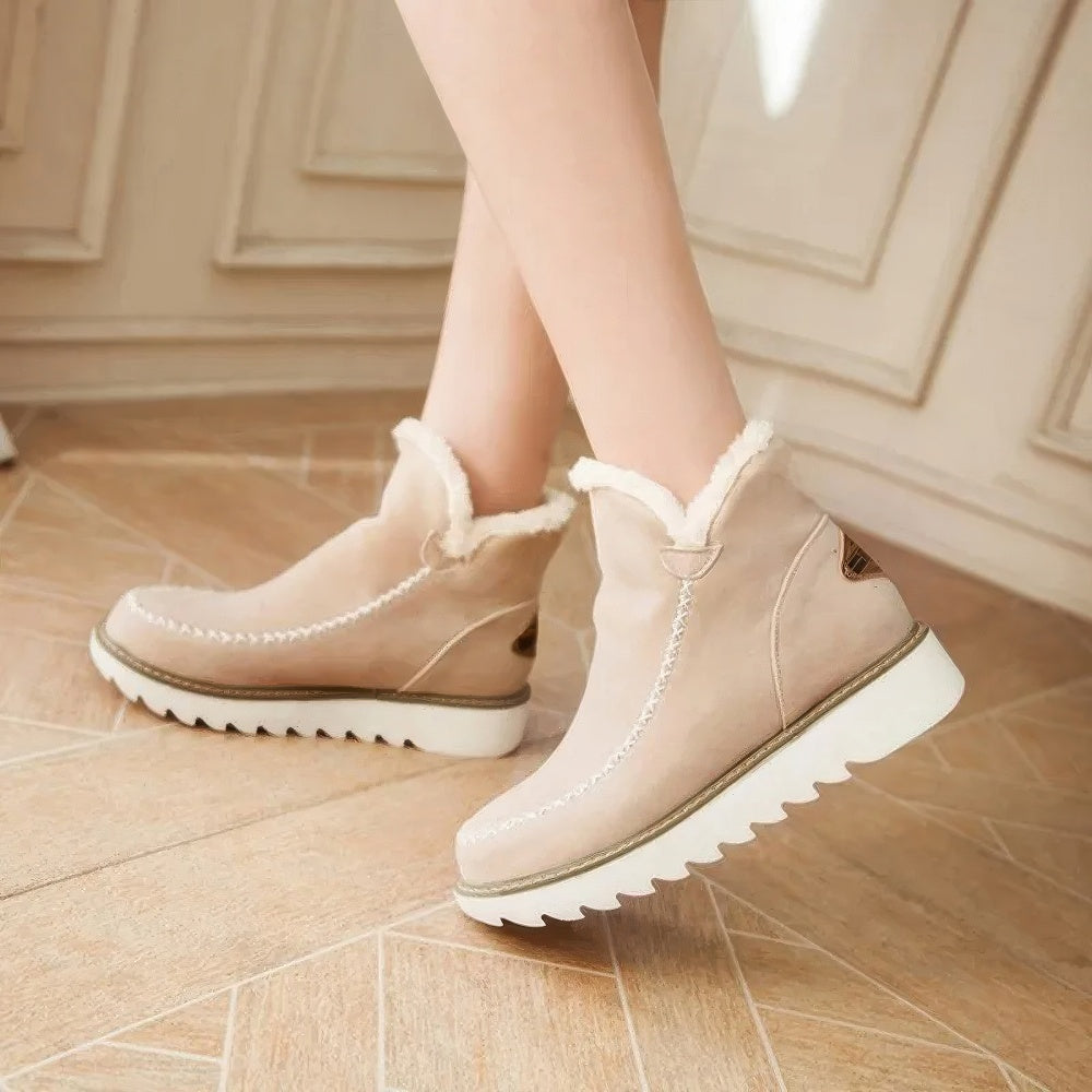 Bottines de neige en daim et cachemire pour femme