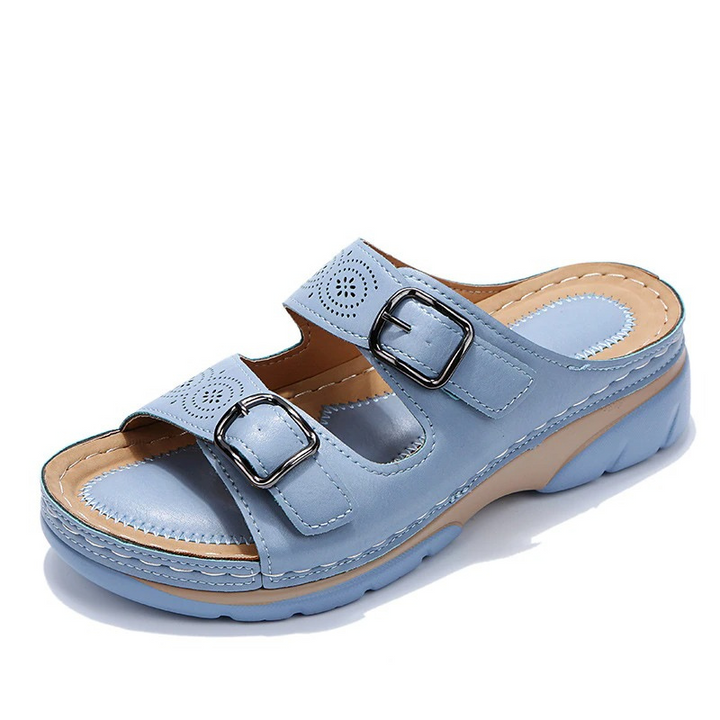 Sandales en cuir Comfort Fit avec amorti orthopédique