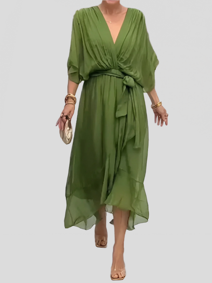 Robe midi à volants superposés doux