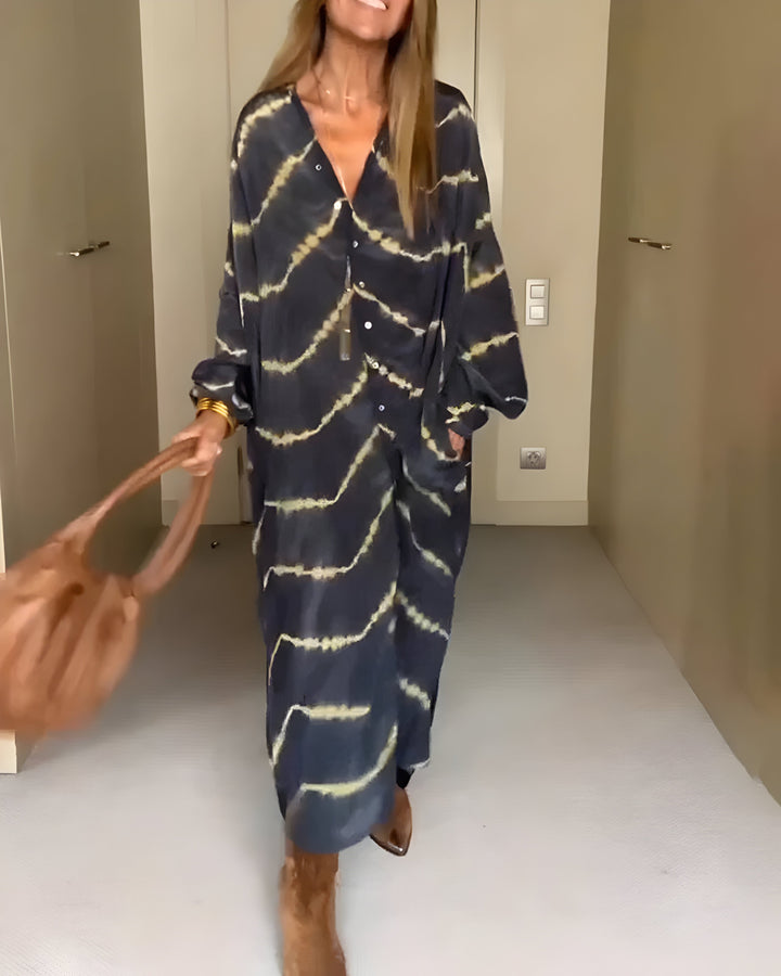 Robe longue bohème fluide à rayures