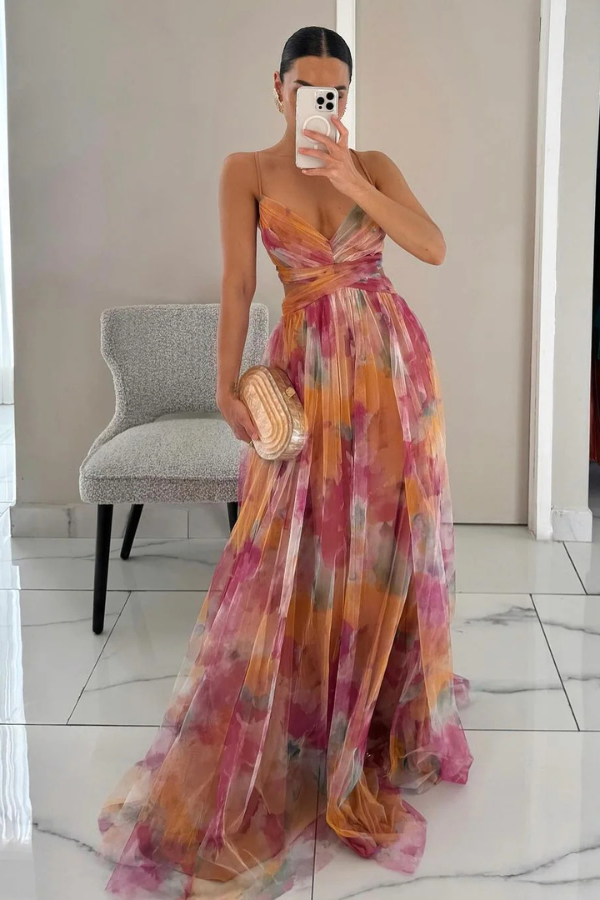 Robe longue féminine sans manches pour femme