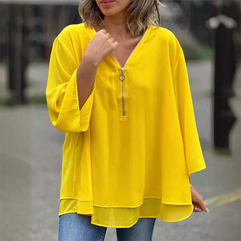 Blouse légère en chiffon à fermeture éclair