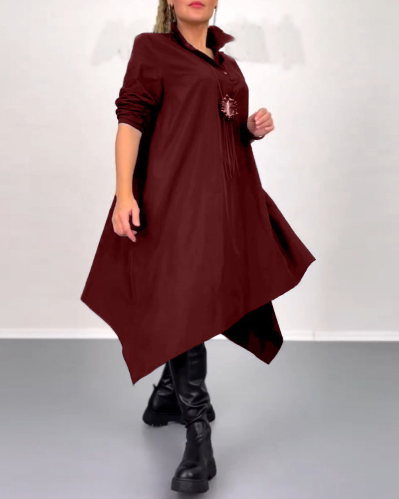 Robe décontractée irrégulière à couleur unie