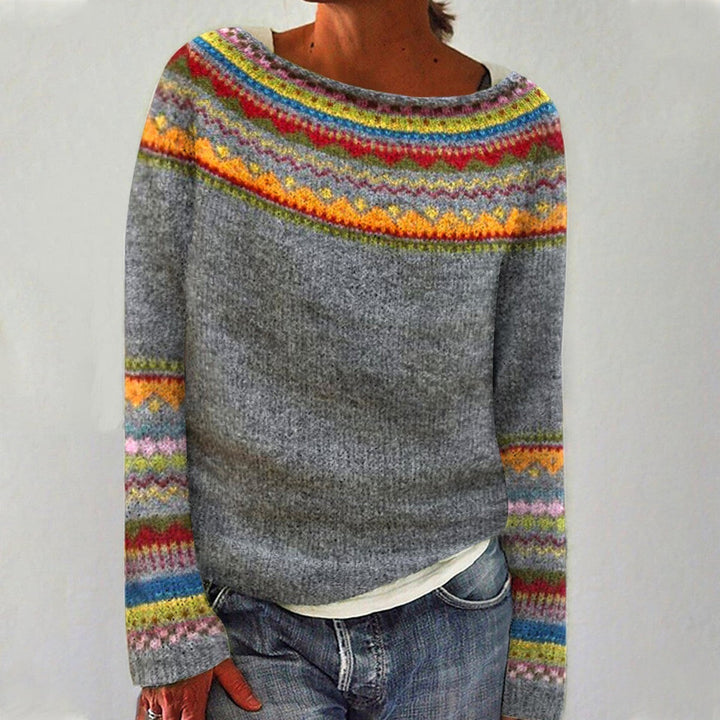 Pull rétro en maille à motifs