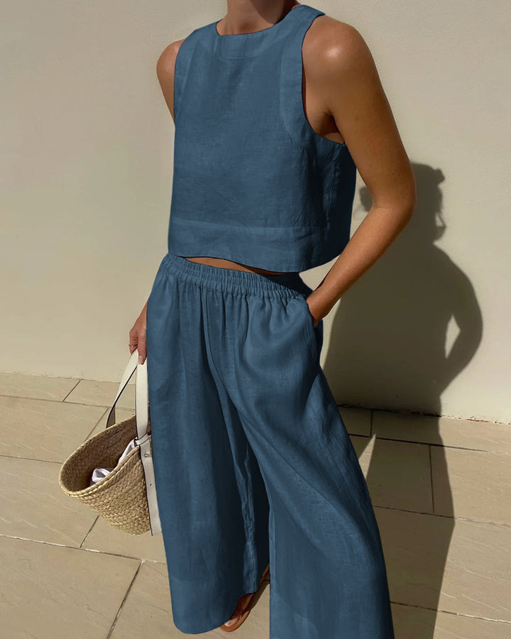 Ensemble Deux Pièces Classique – Essentiel Fluide et Élégant pour le Confort au Travail et le Style Urbain le Week-end