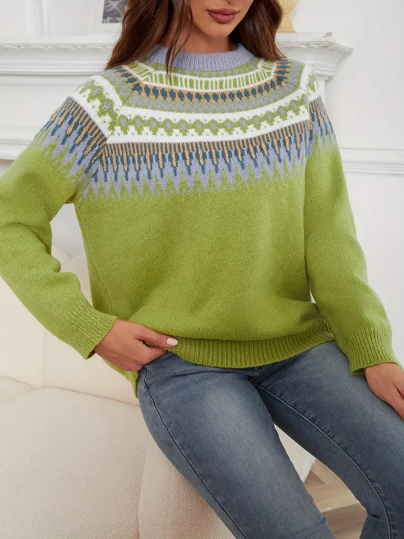 Pull à motif géométrique audacieux et style rétro