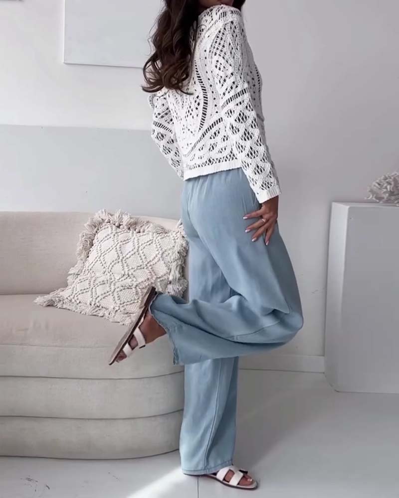Pantalon large en denim lavé
