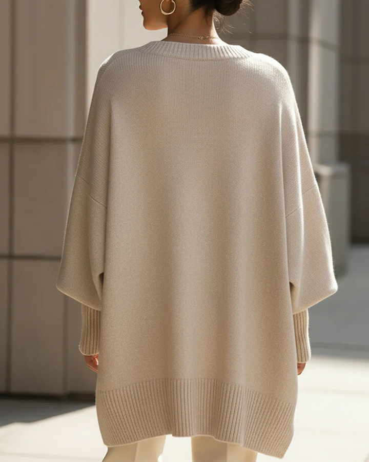 Pull mi-long ample à col rond