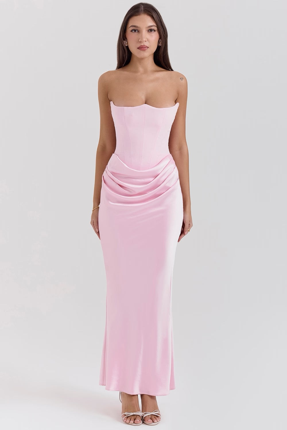 Robe de soirée bustier rétro élégante et unie