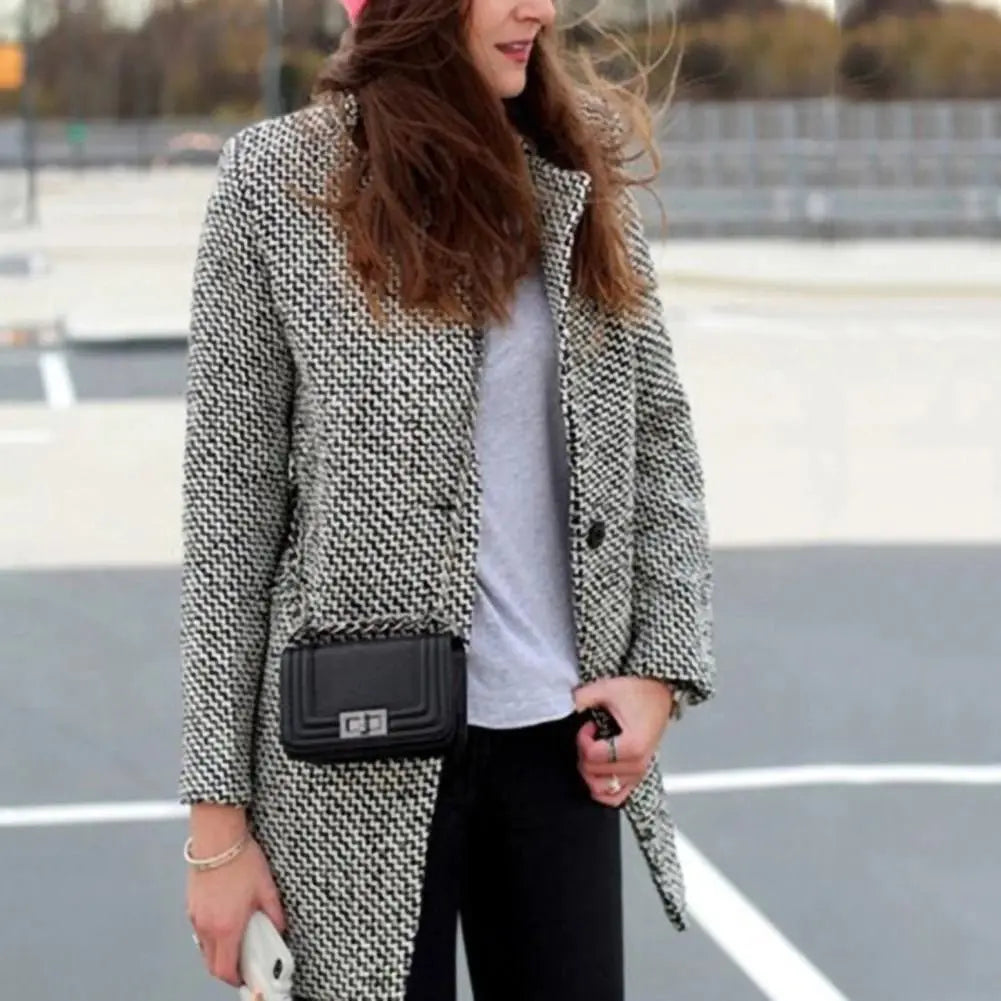 Manteau long en laine à revers