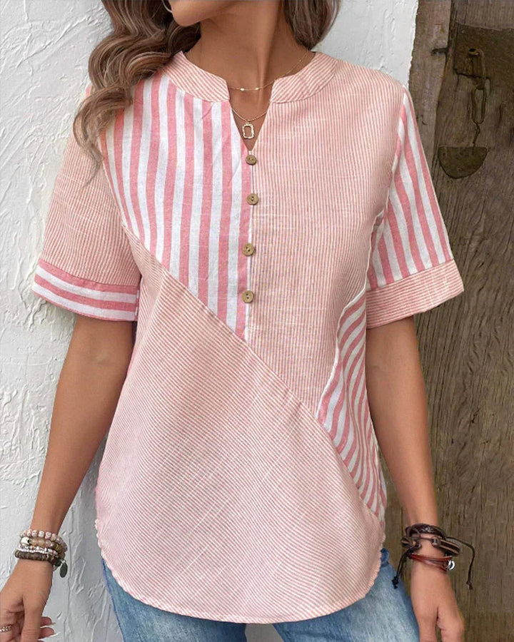 Blouse à boutons classiques à rayures