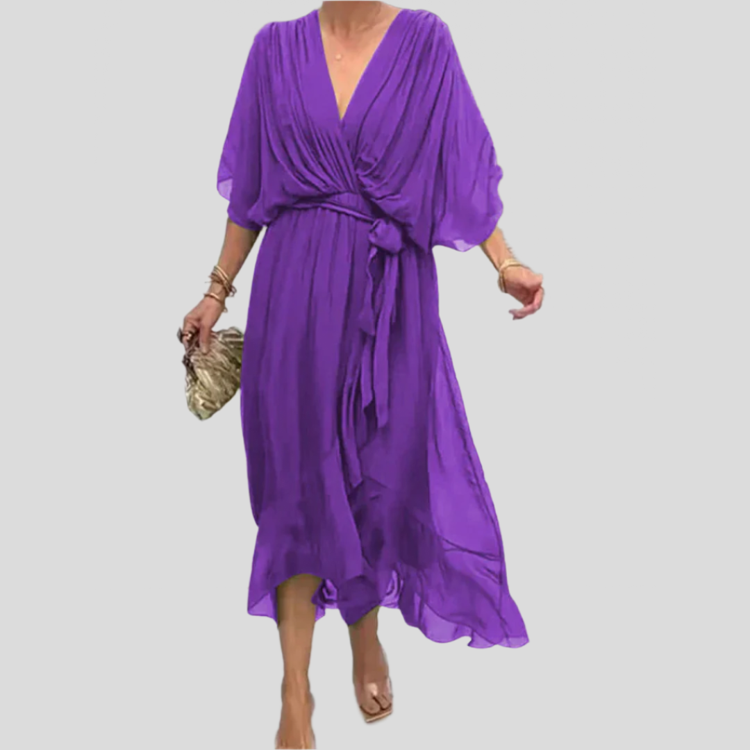 Robe midi à volants superposés doux