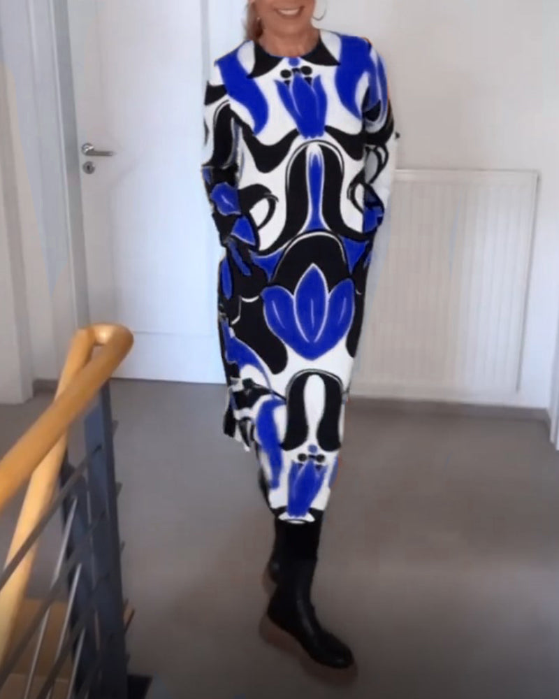 Robe à col rond imprimée