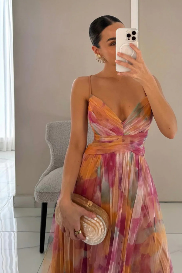 Robe longue féminine sans manches pour femme