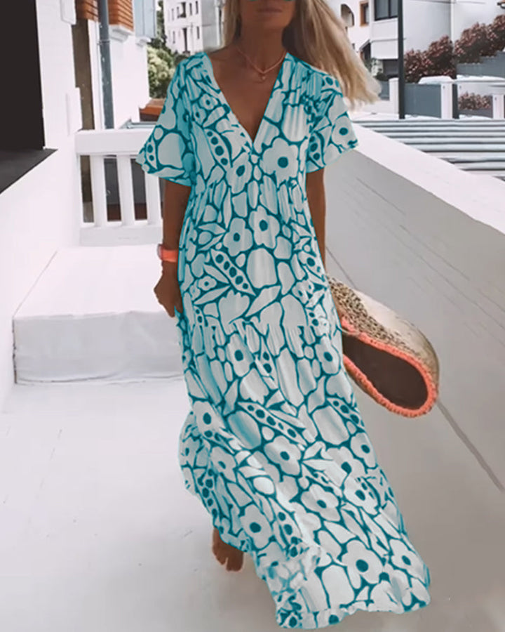 Robe ample imprimée à col V