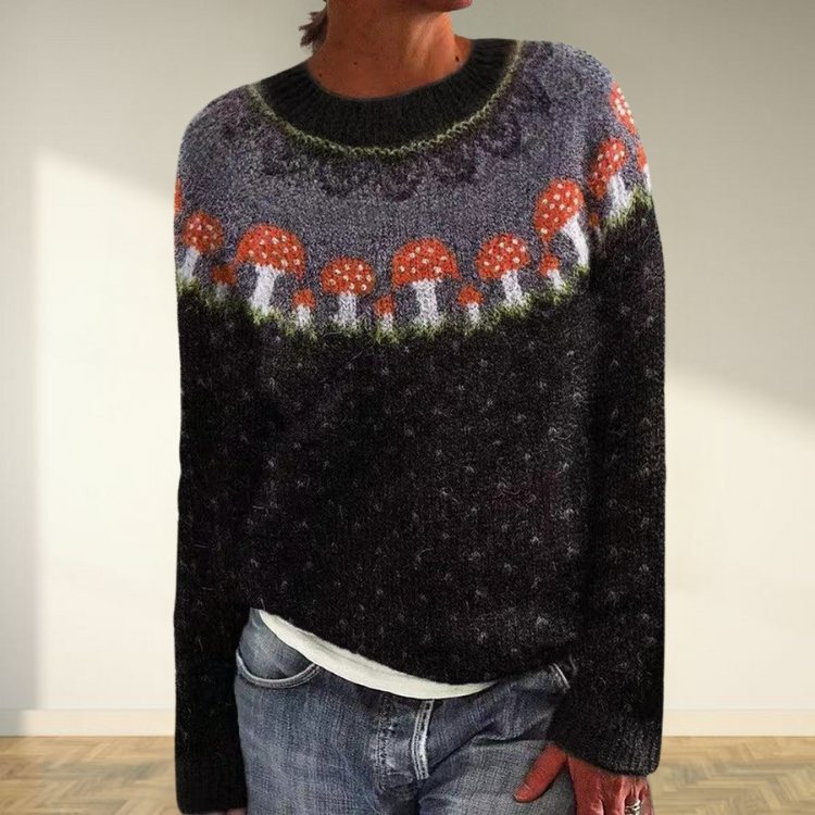 Pull Button Mushroom – Coupe fluide, parfaite pour le confort du week-end et les looks chic décontractés