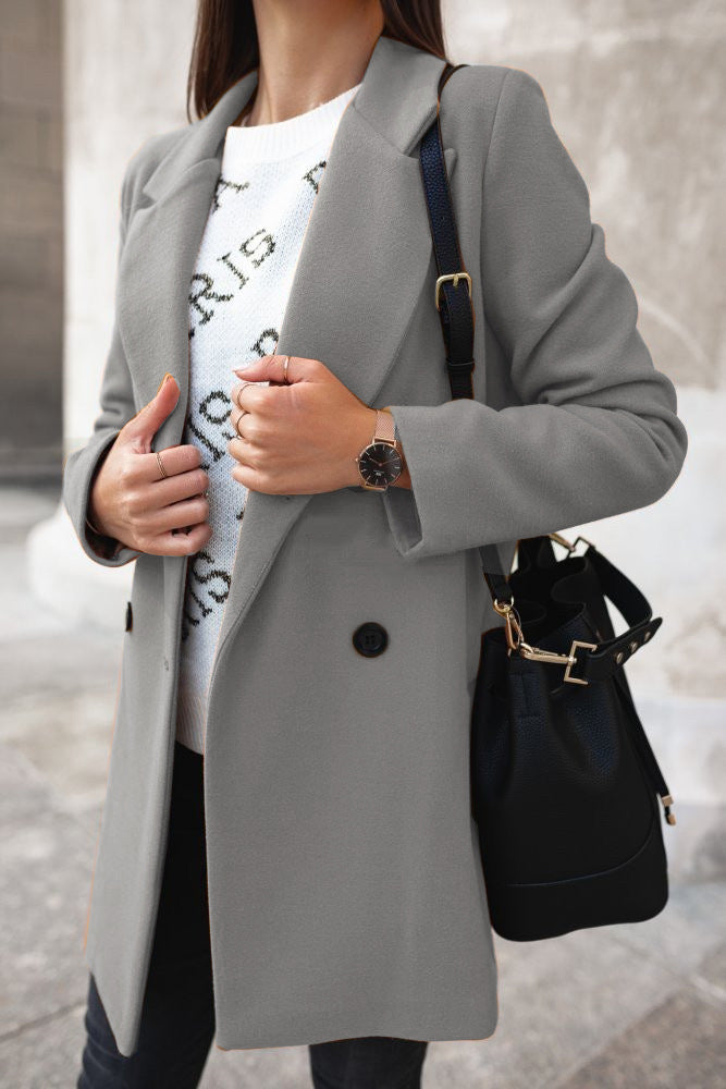 Manteau élégant en mélange de laine pour femmes