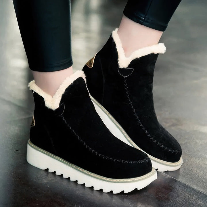 Bottines de neige en daim et cachemire pour femme